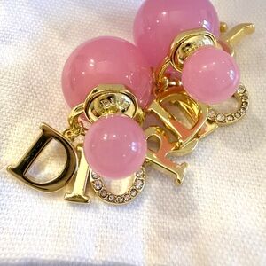 Dior Pink and Gold Charm Earrings
